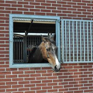 buitenluik gelaagd glas en tralies paardenstal